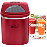 Deco Chef Red Compact Electric Top Load Ice Maker with The Smoothies Bible Recipe Book
