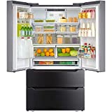 Smad 36' French Door Refrigerator with Auto Ice Maker Counterdepth Refrigerator Bottom Freezer Stainless Steel, 22.5 Cu.Ft, Black
