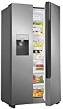 SMETA 26.3 Cu. Ft Side by Side Refrigerator 36 Inch French Door with Auto Ice Maker and Water Dispenser, Frost-free Full Size Commercial Stainless Steel Refrigerator, Freestanding Large Capacity Refrigerator for Home, Office, Kitchen…