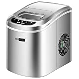 VIVOHOME Electric Portable Compact Countertop Automatic Ice Cube Maker Machine with Hand Scoop and Self Cleaning Function 26lbs/Day Silver