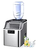 COOLHOME Ice Maker with Self Cleaning, 45Lbs/24H Ice Cube Makers,Stainless Steel Ice Makers Countertop,Tabletop Ice Maker Machine with a Scoop,Perfect for Home Kitchen Office Bar