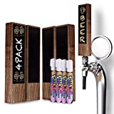 Silginnes Chalkboard Beer Tap Handles - 4-Pack Wooden Walnut Beer Tap Handles With Chalkboard And Pen - Best For Homebrew, Kegerators And Bars - Makes A Great Gift For Beer Lovers And Homebrewers