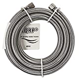 HQRP Universal Premium Braided Stainless Steel Refrigerator/Ice Maker Hose with 1/4' Comp by 1/4' Comp Connection, 6-Foot Burst Proof Water Supply Line