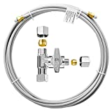 PEX Refrigerator Water Line Kit - 25FT Ice Maker Tubing with Tee Stop Valve，Flexible Hose with 1/4' Compression Fittings for Potable Drinking Water
