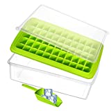 SQLHM Ice Cube Tray with Lid and Bin 55 - Ice Cube Molds for Freezer BPA Free Ice Container Comes with Scoop and Cover Spherical Frozen Cocktail Whiskey tea Coffee (Green) Ice Cube Molds & Trays