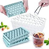 Miaowoof Ice Cube Tray Balls,Round Ice Ball Maker Mold for Freezer,Sphere Ice Cube Tray Making 1.2in X 99PCS Circle Ice Chilling Cocktail Whiskey Tea Coffee(3Pack Blue Ice trays & Ice Bin & Ice tong)