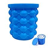 ALLADINBOX Ice Cube Mold Ice Trays, Large Silicone Ice Bucket, (2 in 1) Ice Cube Maker, Round,Portable (Dark blue)