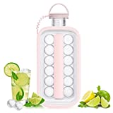 LittleStar Ice Cube Trays 2 in 1 Portable Ice Ball Maker Kettle With 17 Grids Flat Body Lid Cooling Ice Pop/Cube Molds For Hockey,Cocktail,Coffee,Whiskey,Champagne,Beer,Juice,Water (Pink)