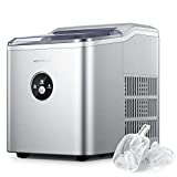 Ice Makers Countertop, 28 lbs in 24 Hours, 9 Cubes Ready in 6 Mins, NORTHCLAN Portable Ice Cube Maker Machine with Ice Scoop and Basket for Home/Kitchen/Office/Bar/Party (Silver)