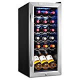 Ivation 18 Bottle Compressor Wine Cooler Refrigerator w/Lock | Large Freestanding Wine Cellar For Red, White, Champagne or Sparkling Wine | 41f-64f Digital Temperature Control Fridge Stainless Steel
