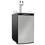 Ivation Full Size Kegerator | Dual Tap Draft Beer Dispenser & Universal Beverage Cooler | CO2 Cylinder, Temperature Control, Drip Tray & Rail, Fits 1/2, 1/4 Pony Keg, (2) 1/6 Kegs (Stainless Steel) (Renewed)