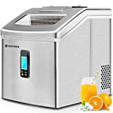 Sentern Portable Electric Clear Ice Maker Machine Stainless Steel Countertop Ice Making Machine, 2.4 lbs Ice Storage 48 lbs Per Day, Real Clear Ice Cubes, Crystal Clear ice (Space.Silver)