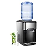 R.W.FLAME 3 in 1 Countertop Water Cooler Dispenser with Ice Maker, Top-Loading Hot & Cold Water Dispenser, Child Safety Lock, Hold 3~5 Gallon Bottle, 4 lbs Ice Storage, for Home and Office Use