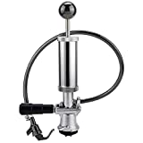 MRbrew Keg Party Pump, American D System Beer Keg Tap Party Pump, 4 Inch Picnic Pump with Black Beer Faucet & Beer Hose, Chrome-Plated Keg Draft Beer Party Pump with 2 Hose Clamps