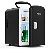 AstroAI Mini Fridge, 4 Liter/6 Can AC/DC Portable Thermoelectric Cooler and Warmer Refrigerators for Skincare, Beverage, Food, Cosmetics, Home, Office and Car, ETL Listed (Black)