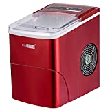 VIVOHOME Electric Portable Compact Countertop Automatic Ice Cube Maker Machine with Visible Window and Ice Scoop Red 26lbs/day