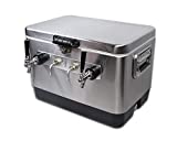 COLDBREAK Jockey Box, 2 Taps, Bartender Edition, 54 quart Cooler, 50' Coils, Steel Shanks, Includes Stainless Faucets, Silver