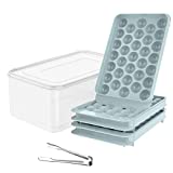 WIBIMEN Round Ice Cube Tray,Ice Ball Maker Mold for Freezer,Mini Circle Ice Cube Tray Making 1.2in X 99PCS Sphere Ice Chilling Cocktail Whiskey Tea & Coffee(3Pack Blue Ice trays & Ice Bin & Ice tong)