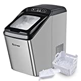 COSTWAY Nugget Ice Maker for Countertop, 29 Lbs/24H Portable and Compact Ice Machine with Self-Cleaning, Auto-Defrost Function, 3 Lbs Basket and Scoop, Stainless Steel Ice Maker for Indoor Use, RV