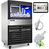 VEVOR 110V Commercial Ice Maker 110LBS/24H with 39LBS Bin, Clear Cube, LED Panel, Stainless Steel, Auto Clean, Include Water Filter, Scoop, Connection Hose, Professional Refrigeration Equipment