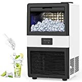 LifePlus Ice Maker Commercial - 70lbs/24H Ice Machine 32 Ice Cubes in 11-20 Minutes, Freestanding Cabinet Ice Maker with 15 Lbs Storage Bin, 2 Ways Add Water for Bar Home Office Restaurant