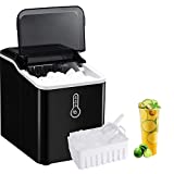 Ice Maker Machine for Countertop, 9 Ice Cubes Ready in 7Mins, Make 12kg/26lbs Bullet Ice Cubes 24hrs, Led Display Portable Ice Cube Maker with Ice Basket & Scoop for Home/Kitchen/Bar/Party/Office