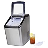 Aremor Stainless Steel Nugget Ice Maker Countertop | Stylish Self Cleaning Ice Cube Maker Machine with Auto Water Refill, Scoop & Basket | Perfect for Home, Kitchen, Office & Party