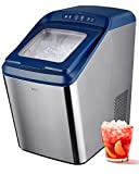 Gevi Counter Top Nugget Ice Maker with Thick Insulation | Portable Self Cleaning Pellet Ice Machine | Quietly Making Max 29Lb/Day | Stainless Steel Housing | Sleek Design for Home Kitchen RV (Blue)