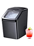 Wamife Nugget Ice Maker Countertop, Portable Self-Cleaning Pellet Ice Machine, 26lbs in 24Hrs, Stainless Steel Finish Nugget Ice Makers with Ice Scoop & Basket for Home Kitchen RV