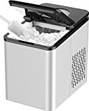 SOOPYK Ice Makers Countertop | Portable Ice Maker Cube | 27 lbs in 24 hrs | 9 Ice Cubes Per 5-7 Mins | Ice Maker Machine | Self- Cleaning Function | Ice Scoop and Basket,Stainless Steel