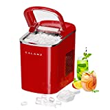 Galanz Portable Countertop Electric Ice Maker Machine, 26 lbs in 24 Hours, 9 Bullet Shaped Cubes Ready in 9 Minutes, 2 Ice Sizes, Perfect for Parties & Home Bar, 2.1 L, Retro Red