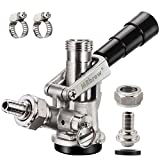 MRbrew All 304 Stainless Steel Keg Coupler, Commercial Sankey Kegerator D System Keg Tap Dispenser for I.D 5/16'' Draft Beer Line Gas Brewing Tubing with Check Valve Sealing Washer Hose Clamp