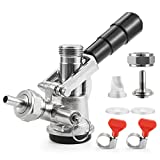 MRbrew Keg Coupler, O.D 1/4'' Draft Beer Tailpiece Commercial Sankey Kegerator D System Stainless Steel Probe Brass Body 5/16'' Gas Barb Keg Tap Dispenser with Check Valve Sealing Washer Hose Clamp