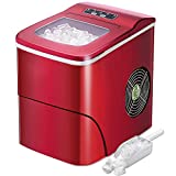 AGLUCKY Counter top Ice Maker Machine,Compact Automatic Ice Maker,9 Cubes Ready in 6-8 Minutes,Portable Ice Cube Maker with Scoop and Basket,Perfect for Home/Kitchen/Office/Bar (Red)