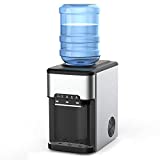 SOUKOO 3 in 1 Hot Cold Top Loading Water Dispenser with Built-in Ice Maker, 40lbs Daily Ice Cube Makers,Stainless Steel Ice Makers Countertop,Tabletop Ice Maker Machine