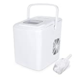 TOXOT Ice Maker Countertop Machine, 9 Bullet Ice Cubes Ready in 6 Mins, 26lbs Ice Cubes in 24H, 2 Sizes of Bullet-Shaped Ice, 1.85L Portable Ice Maker Machine Ice Maker with Ice Scoop, Basket White