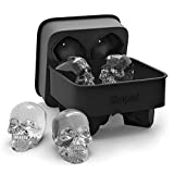 3D Skull Ice Mold Tray, Super Flexible High Grade Silicone Ice Cube Molds for Whiskey, Cocktails, Beverages, Iced Tea & Coffee (Skull)