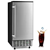 COSTWAY Commercial Ice Maker Machine, 80 lbs/24H Ice Cube Maker Machine with 24 lbs Storage Capacity, Cold Insulation, 24H Timer, Freestanding & Under Counter Lab Ice Maker
