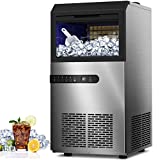 Commercial Ice Maker, 100LBS/24H Under Counter Ice Maker Machine w/ 33 LBS Ice Bin, 45 Ice Cubes/Cycle, 2 Water Inlet Modes, Self Clean, 24H Timer, Freestanding Large Ice Machine for Bar, Coffee Shop