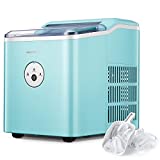 Ice Makers Countertop, 28 lbs in 24 Hours, 9 Cubes Ready in 6 Mins, NORTHCLAN Portable Ice Cube Maker Machine with Ice Scoop and Basket for Home/Kitchen/Office/Bar/Party (Mint)