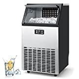 CROWNFUL Commercial Ice Maker 100Lbs/24H, Stainless Steel Ice Machine with 33Lbs Ice Storage Capacity, Free-Standing Under Counter Ice Maker, Ideal for Home, Office, Restaurant, Bar, Coffee Shop