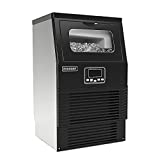 Euhomy Commercial Ice Maker, 84lbs/24H, Commercial Ice Machine with 8.8lbs Ice Storage Capacity, Ice Maker Machine for Family of 3-5/Business/Bar/Party(Classic Silver Black)