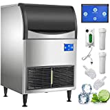VEVOR 110V Commercial Ice Maker 300LBS/24H, Large Storage Bin 121LBS, Clear Cube, Upgraded LCD Panel w/WI-FI System, SECOP Compressor, Air-Cooled, Include 2 Water Filters, Water Drain Pump, 2 Scoops