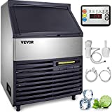 VEVOR 110V Commercial Ice Machine 440LBS/24H with 99LBS Bin, Full Cube, LED Panel, Stainless Steel, Air Cooling, ETL Approved, Professional Refrigeration Equipment, Include Scoop and Connection Hose