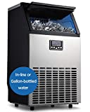 WATOOR Commercial Ice Maker Machine with Bottom-loading Water System, LCD Display Under Counter or ‎Freestanding 100lbs/24h