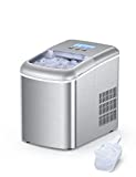 Ice Maker Countertop Machine, 9 Bullet Ice Cubes Ready in 6 Mins, 22lbs Ice Cubes in 24H, Self-Cleaning, LCD Display, 2.1L Electric Stainless Steel Ice Maker with Ice Scoop, Basket