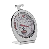 Rubbermaid FGR80DC Refrigerator Freezer Cooler Fridge Thermometer, Classic Large Mechanical Dial, Chrome