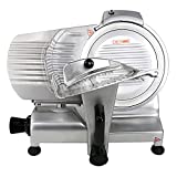 Clivia CMI Commercial Aluminum Anodized 10 Semi-Auto Frozen Meat Slicer, 10 inch Electric Deli Meat Cheese Food Ham Slicer, Silver, HBS-250