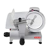 Toogood Premium Commercial Slicer 250w, 1/3 HP Electric Meat Slicer, 10' Italian Carbon Steel Blade, Quiet Performance, Frozen Meat/ Cheese/ Food Slicer, 0.5mm to 15mm Adjustable Slicing Thickness