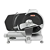 KWS MS-10ET All Metal 320W Electric Meat Slicer 10-Inch with Non-sticky Teflon Blade & Extended Back Space, Frozen Meat/ Cheese/ Food Slicer Low Noise Commercial and Home Use [ ETL, NSF Certified ]